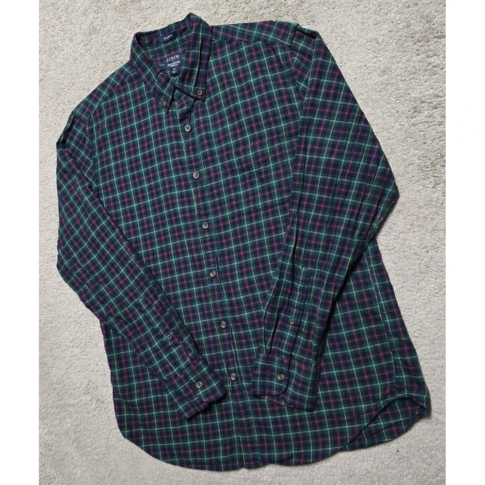J.Crew Brushed Twill Button Down Shirt Mens M Tartan Plaid Classic Fit Cotton